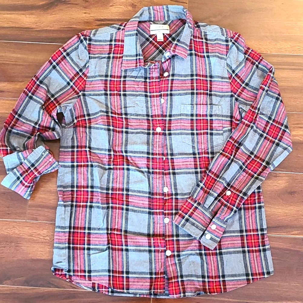 JCrew plaid button down "Boy shirt", size 6